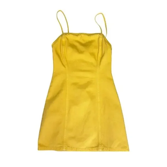 BDG retro denim yellow mini dress small - Picture 1 of 12